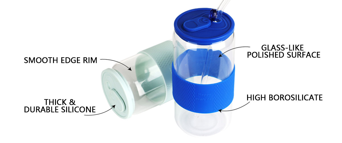JM039 Glassware Suppliers Glass Cup With Lid And Straw