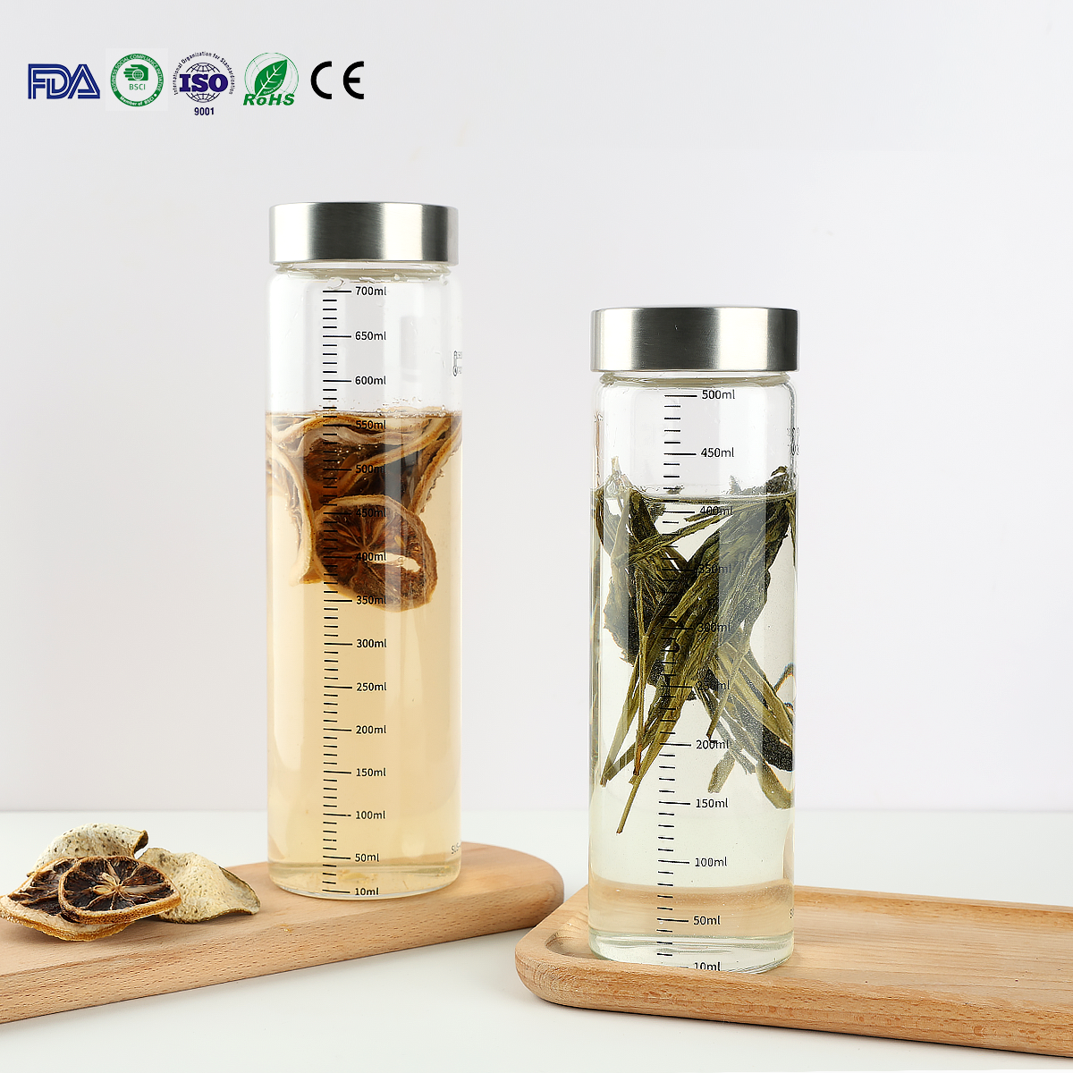 JM040 JIANMEI High Borosilicate 500ml 700ml Glass Water Bottle
