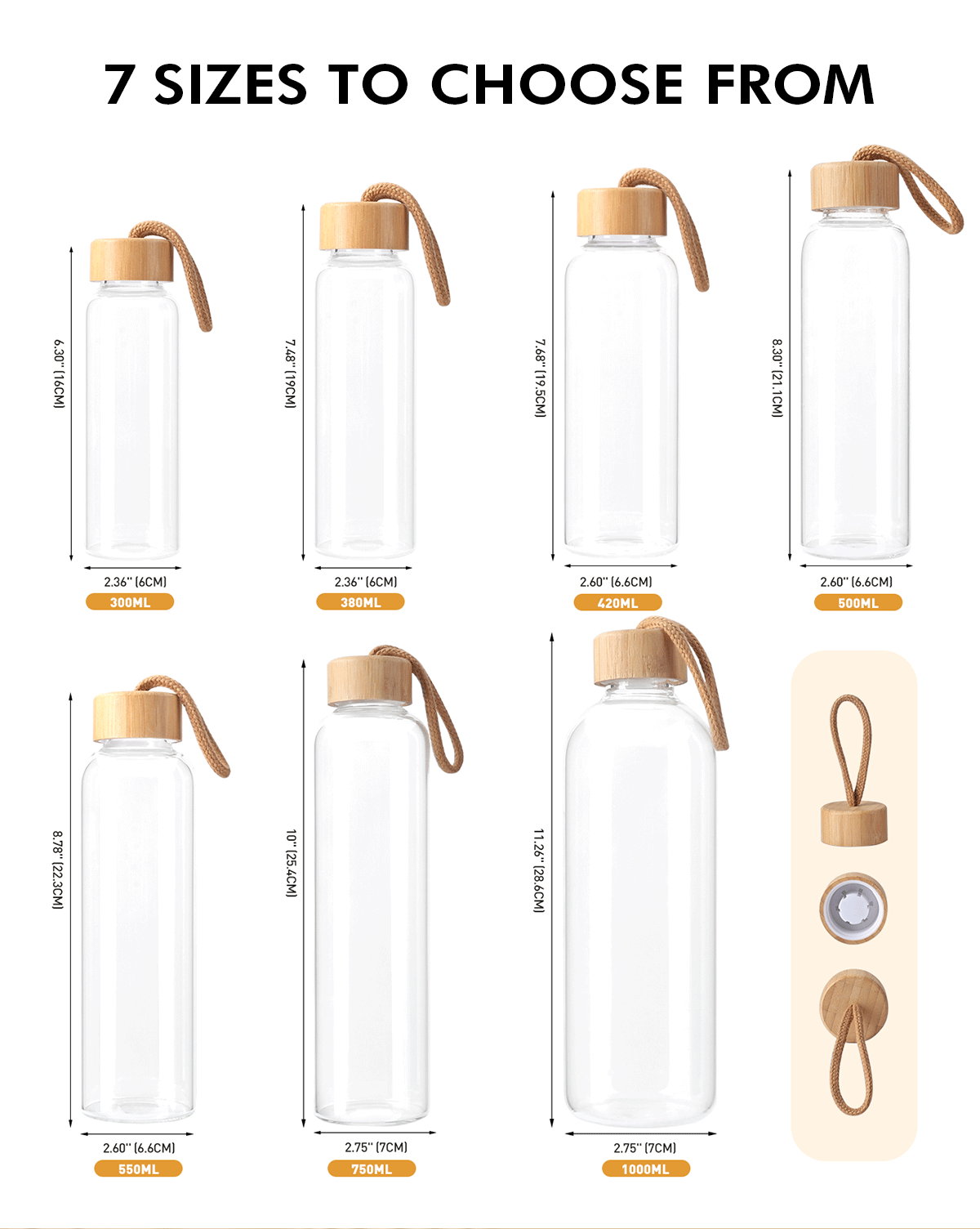 JM041 Factory 500ml Borosilicate Glass Water Bottle With Wooden Lid