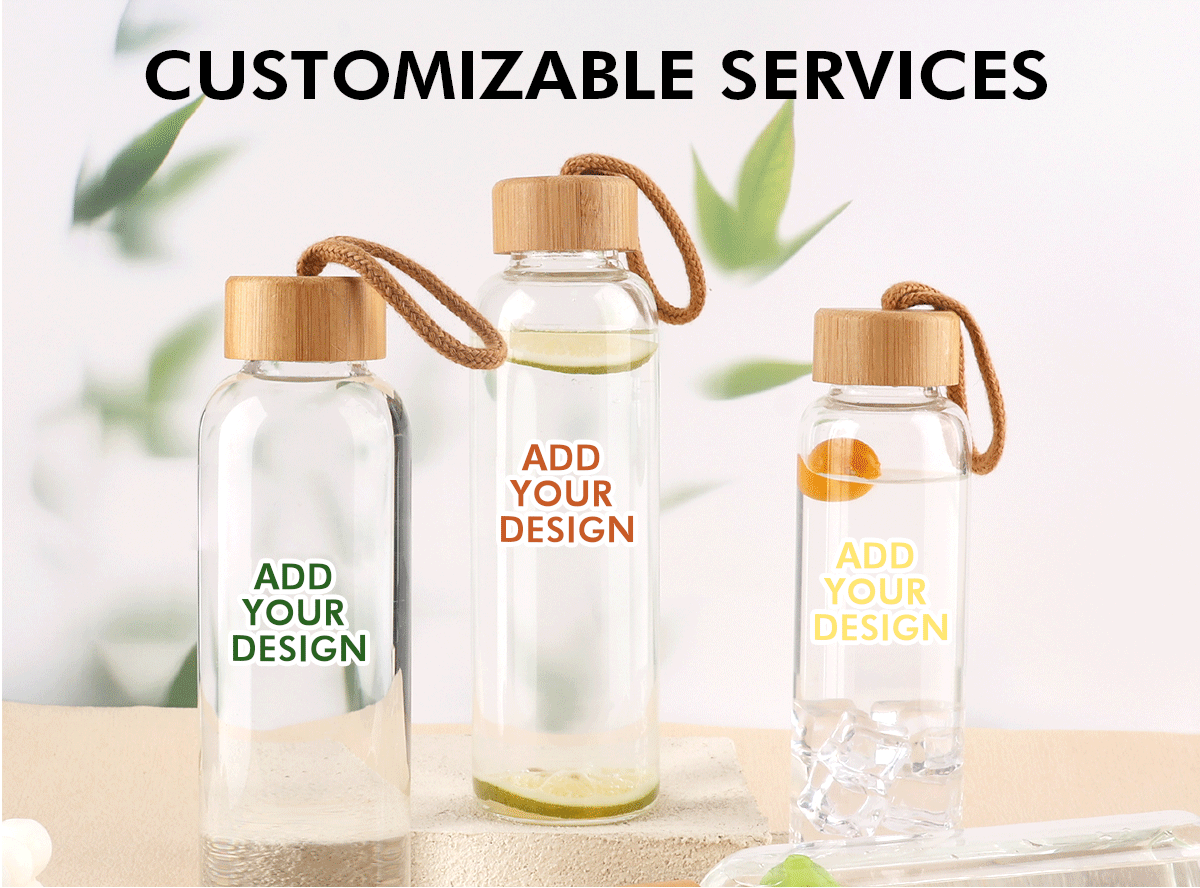 JM041 Factory 500ml Borosilicate Glass Water Bottle With Wooden Lid