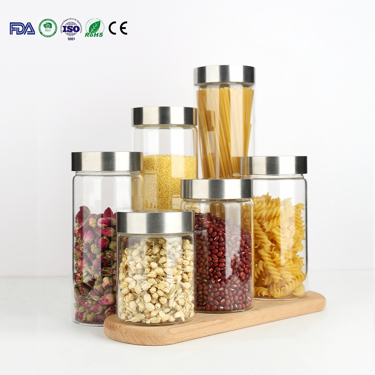 JM043 Custom Glassware Borosilicate Glass Jar With Lid Manufacturers