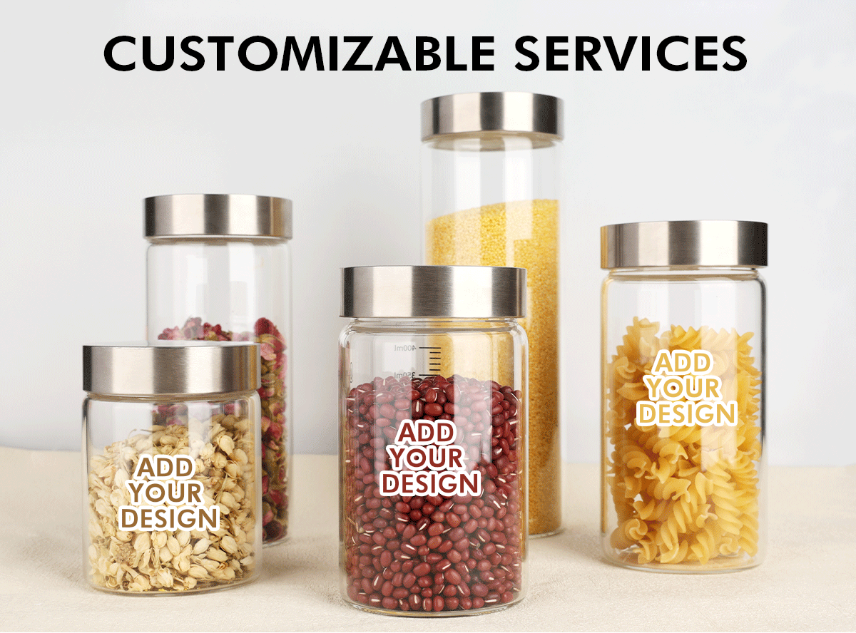 JM043 Custom Glassware Borosilicate Glass Jar With Lid Manufacturers