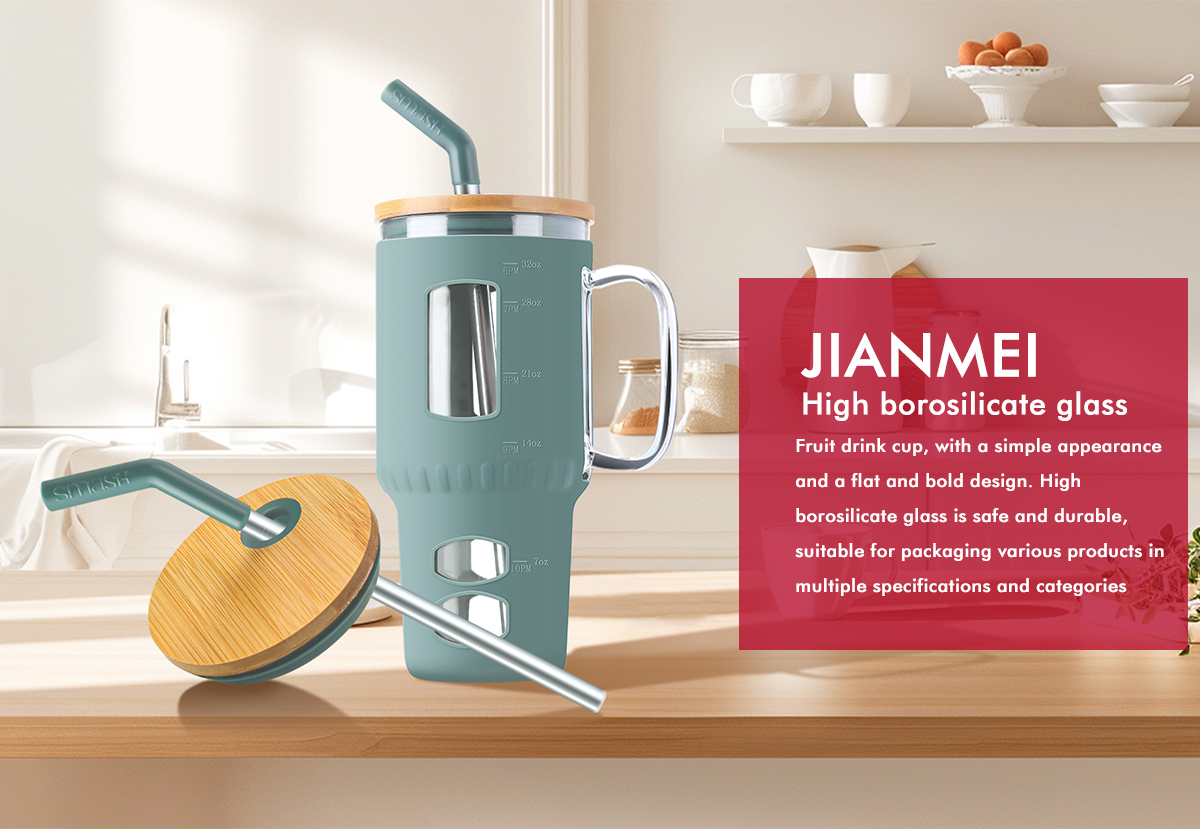 JM011 Wholesale Car Glass Handle Cup With Straw Manufacturer