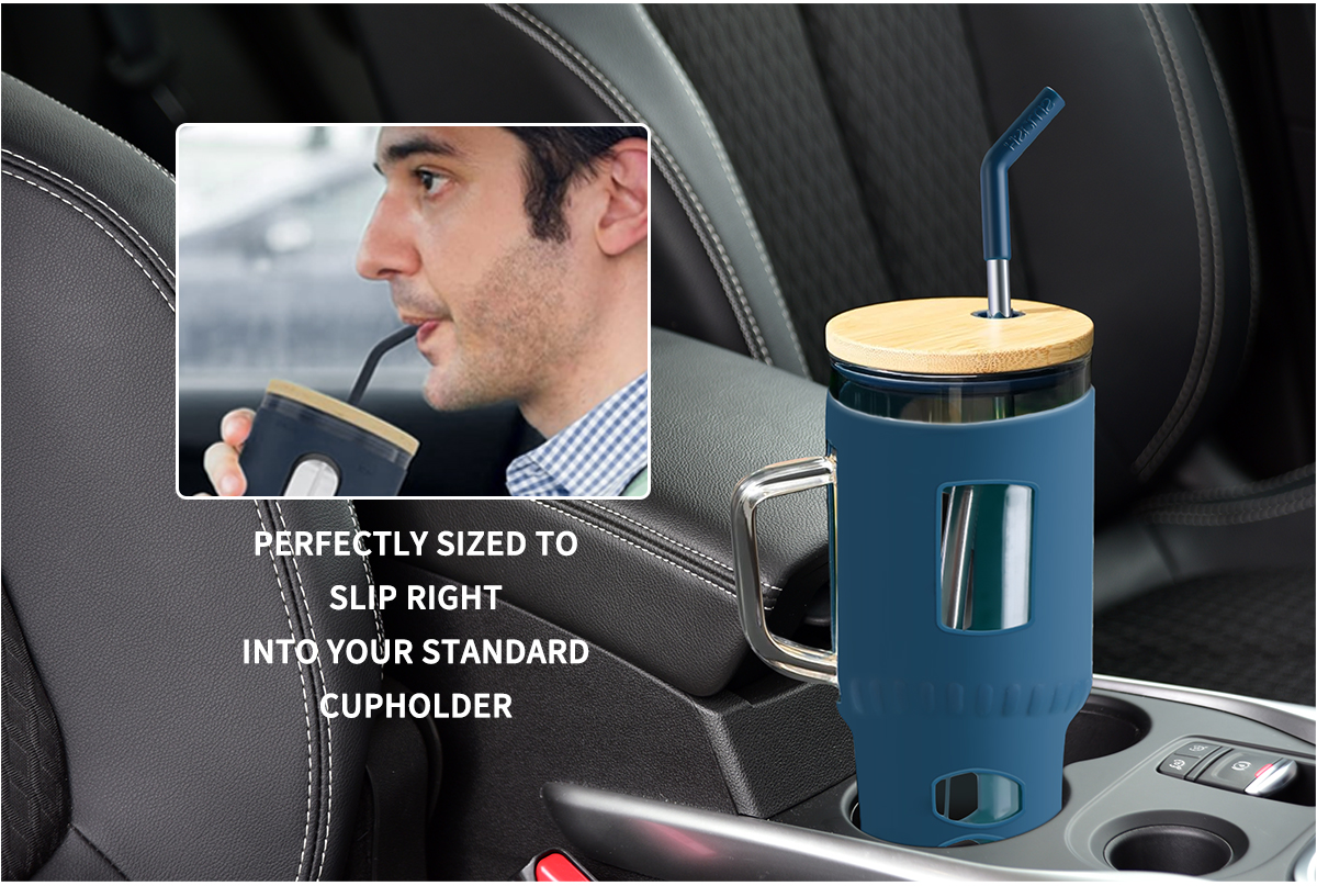 JM011 Wholesale Car Glass Handle Cup With Straw Manufacturer