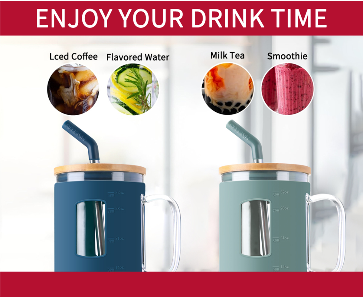 JM011 Wholesale Car Glass Handle Cup With Straw Manufacturer