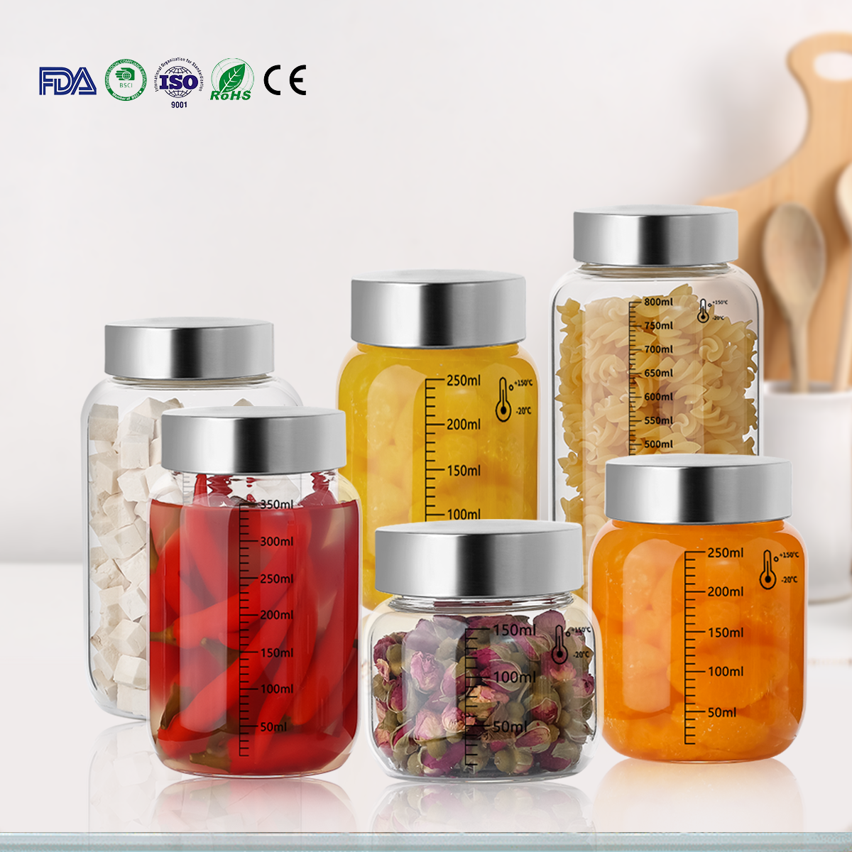 JM044 Borosilicate Glass Jar With Lid For Food