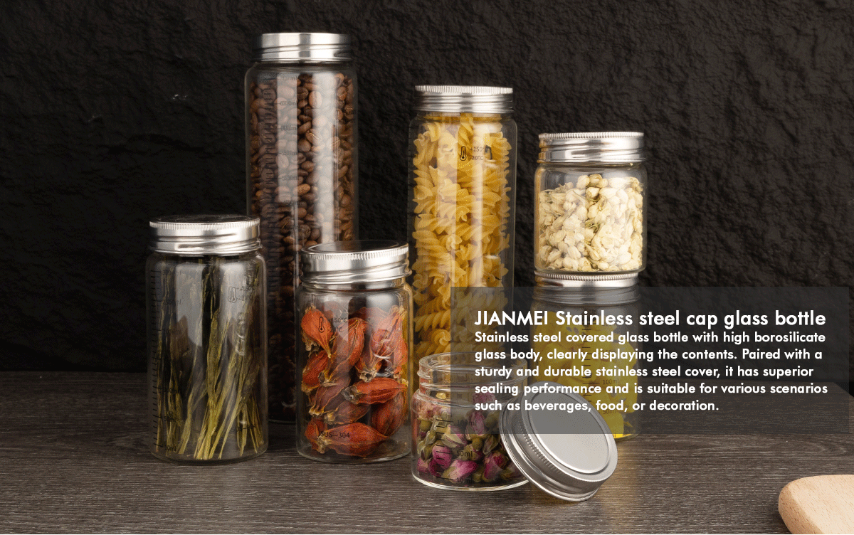 JM045 Honey Jam Seasoning Borosilicate Glass Jar With Stainless Steel Lid