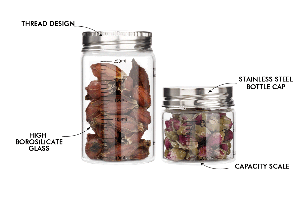 JM045 Honey Jam Seasoning Borosilicate Glass Jar With Stainless Steel Lid
