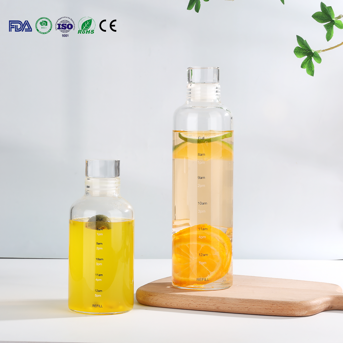 JM048 Time Display Borosilicate Glass Water Bottle Supplier
