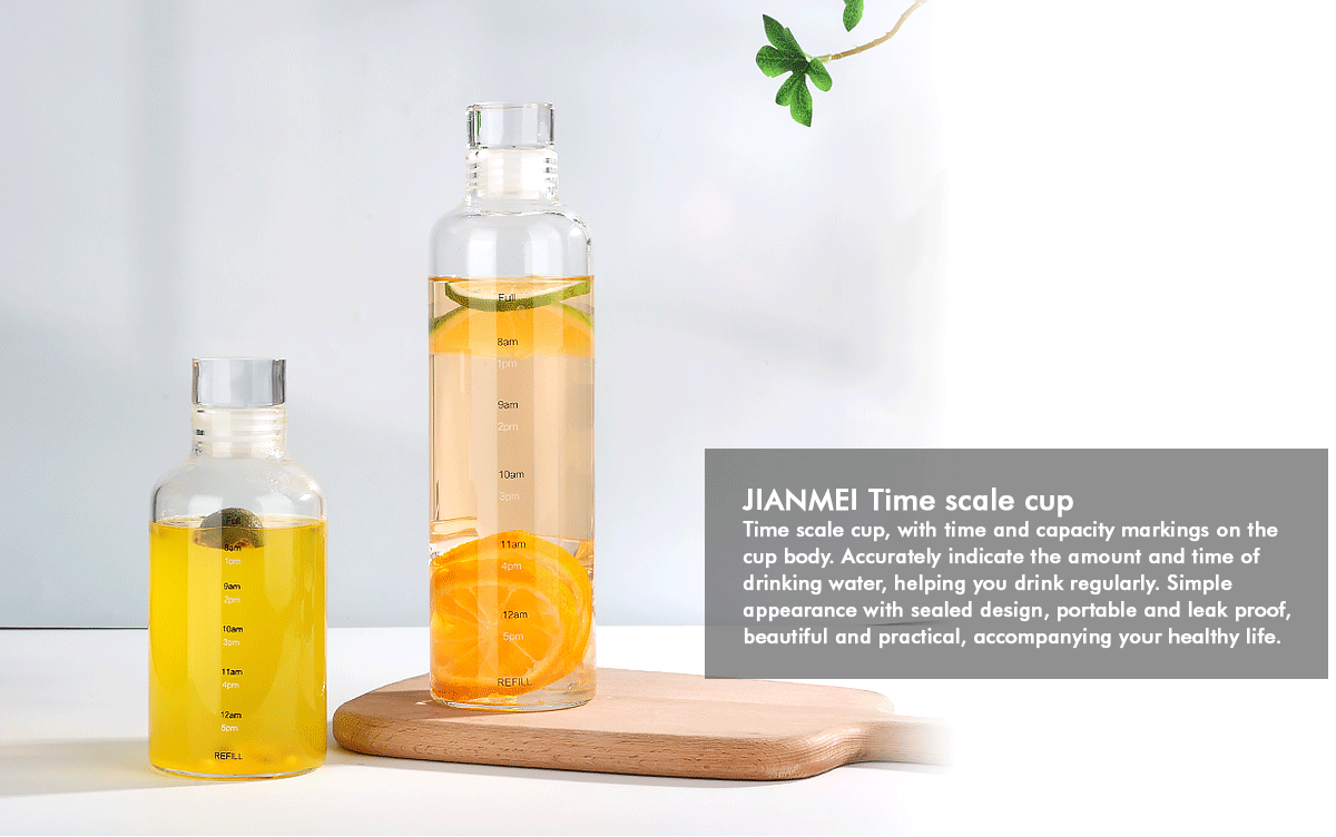 JM048 Time Display Borosilicate Glass Water Bottle Supplier
