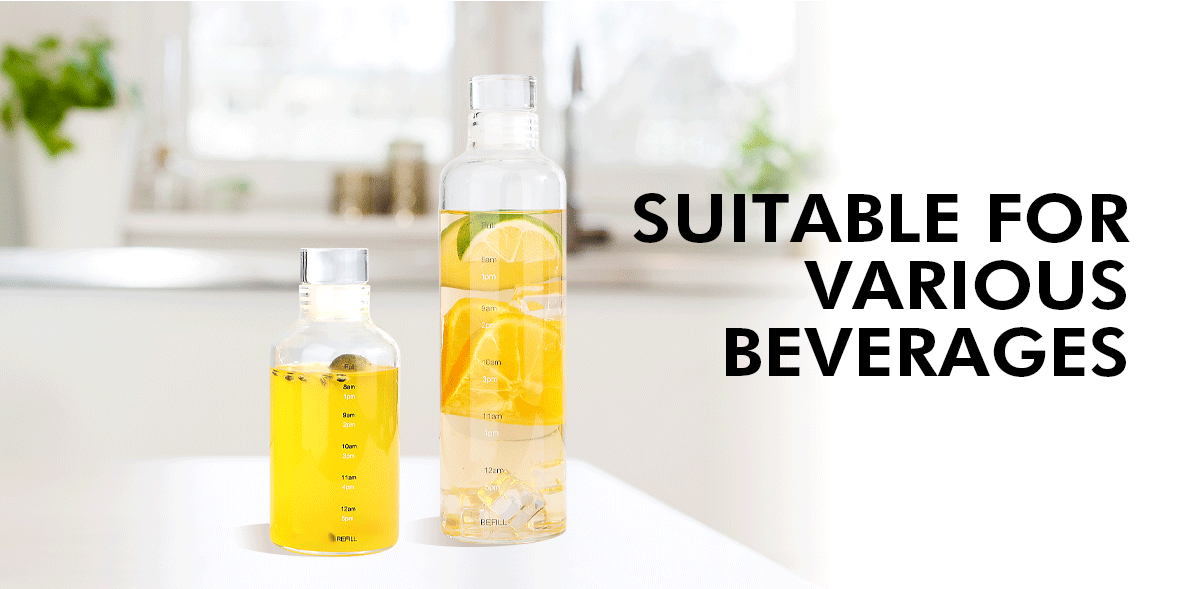 JM048 Time Display Borosilicate Glass Water Bottle Supplier