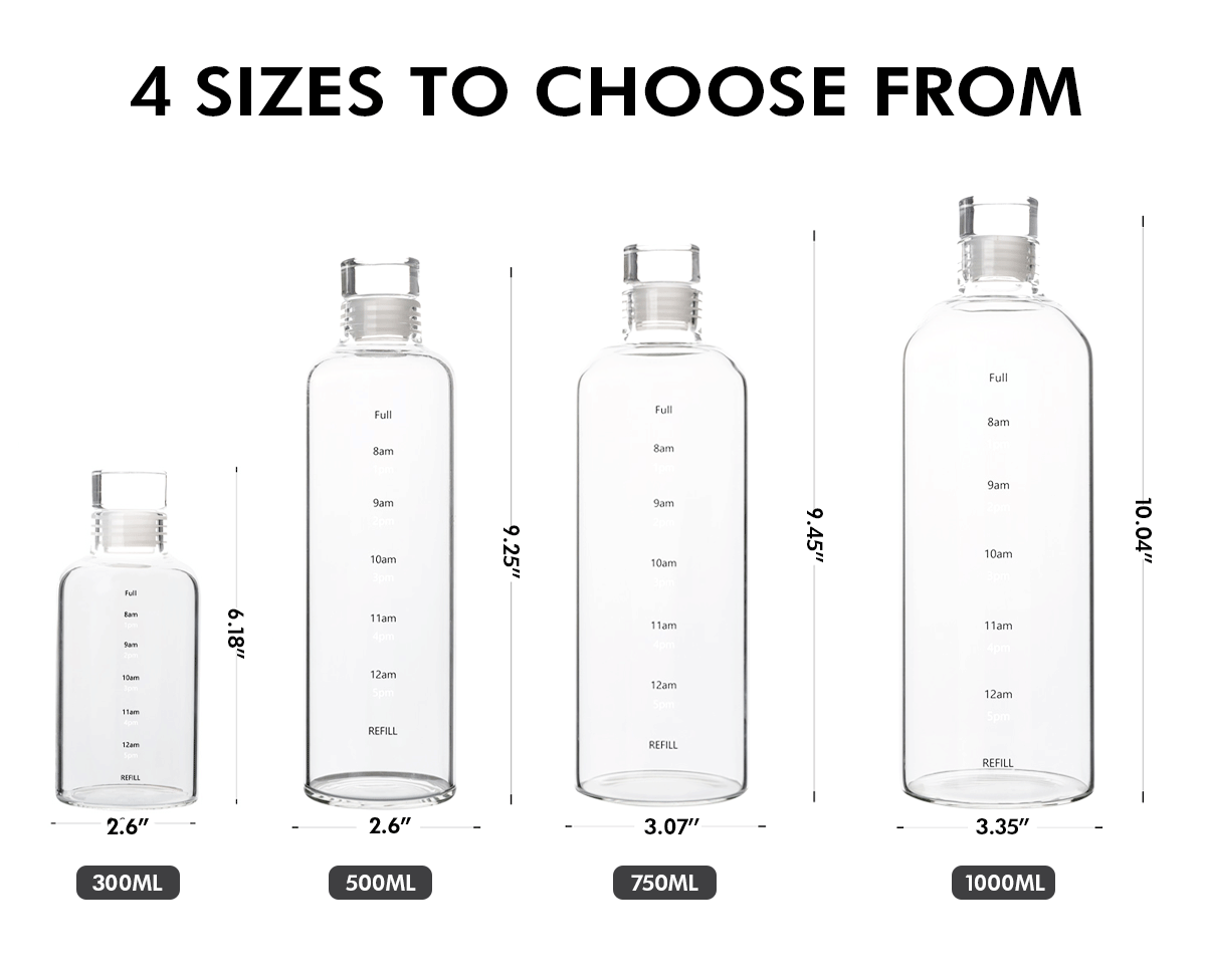 JM048 Time Display Borosilicate Glass Water Bottle Supplier