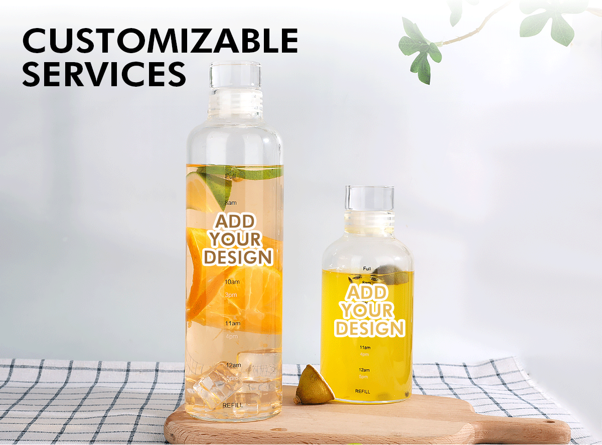 JM048 Time Display Borosilicate Glass Water Bottle Supplier