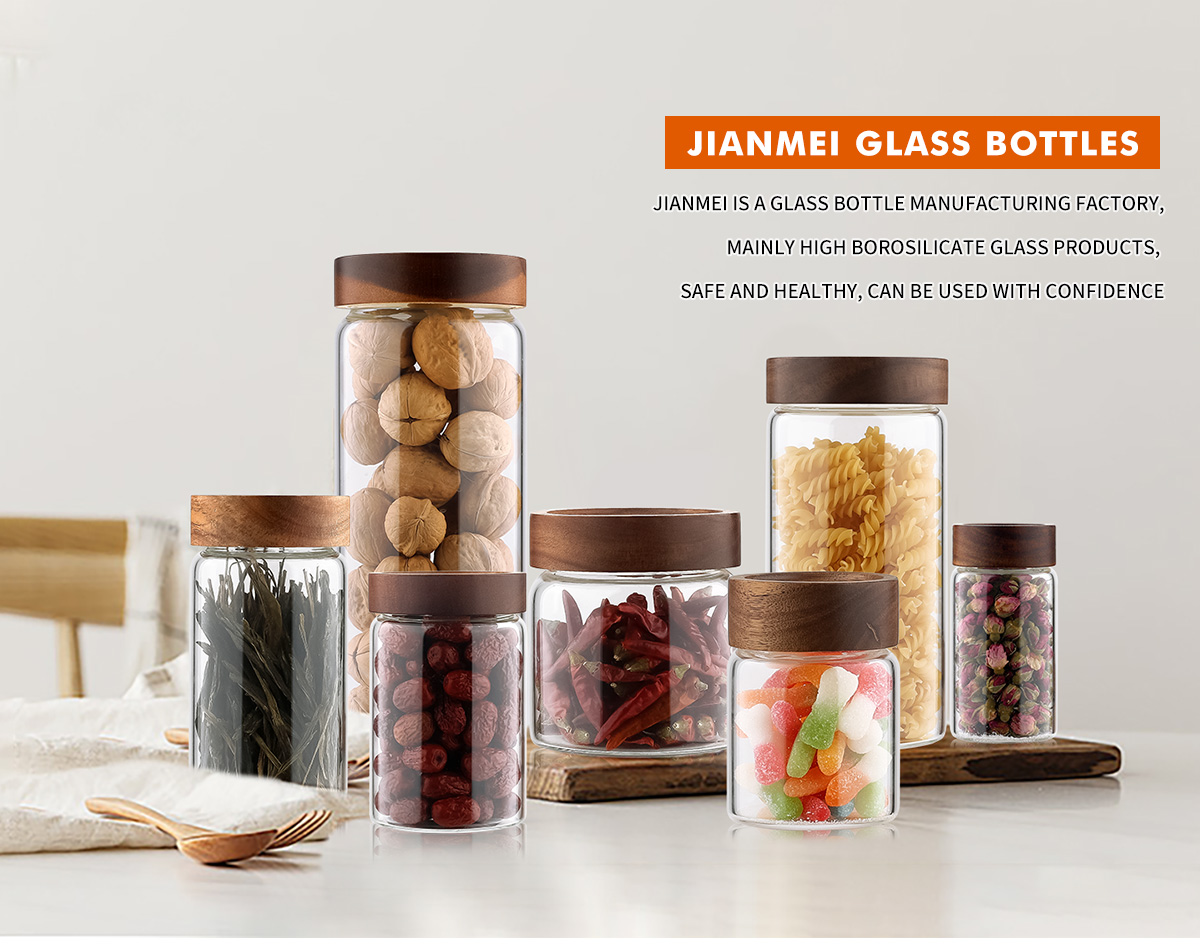JM050 Wholesale Borosilicate Food Storage Glass Jars With Wooden Lid Supplier